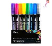 Neattidyly/Illuminateupon Marker Pen for Highlight, Magische Stifte Marker, Double Line Outline Markers Metallic Glitter Pens for Drawing & Scribbling, with Shiny Metallic (8 Gel)
