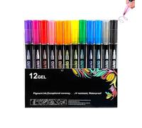 Neattidyly/Illuminateupon Marker Pen for Highlight, Magische Stifte Marker, Double Line Outline Markers Metallic Glitter Pens for Drawing & Scribbling, with Shiny Metallic (12 Gel)