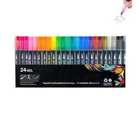 Neattidyly/Illuminateupon Marker Pen for Highlight, Magische Stifte Marker, Double Line Outline Markers Metallic Glitter Pens for Drawing & Scribbling, with Shiny Metallic (24 Gel)