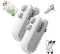 Neattidyly/Pickelect Easilyous Mini Sealing Machine, 2 In 1 Bag Sealer & Cutter, Portable Snack Plastic Heat Sealer, Suitable For Plastic Bag Snack Storage (White*2pcs)