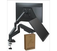 Neatzon Soporte de escritorio con brazo de monitor dual de 32 pulgadas para pantallas de 10 kg, altura ajustable, compatible con VESA, gestión de cables, NZ-ARM-04