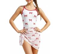 NEAWEALY Traje de baño para niña de una pieza, traje de baño para niños, vacaciones de verano, Hawaii, traje de baño de playa, bikini sin mangas, rojo, 8 años