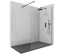 NEBADOON Mampara Ducha Fija - Mamparas de Ducha Fija con Cristal Templado 8 mm - Cristal Transparente con Tratamiento Antical - Perfilería Negro Mate - 78 a 80 cm (Ancho Adaptable) x 200 cm (Alto)