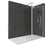 NEBADOON | Mamparas de Ducha Fija con Cristal Abatible - Mampara Ducha Fija - Cristal templado 8 mm - Antical - Perfilería Plata Brillo - 90 cm (Fijo) + 40 cm (Abatible) Ancho x 200 cm Alto