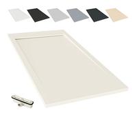 NEBADOON | Plato de Ducha Modelo Venecia - Plato Ducha Resina con Textura Pizarra - Disponible en Varios Colores y Medidas - Crema (RAL 1013) 80x200 cm - Incluye Válvula Desagüe y Rejilla.