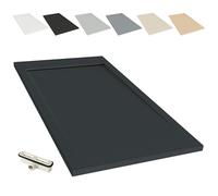 NEBADOON | Plato de Ducha Modelo Venecia - Plato Ducha Resina con Textura Pizarra - Disponible en Varios Colores y Medidas - Gris Antracita (RAL 7016) 80x100 cm - Incluye Válvula Desagüe y Rejilla.