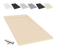 NEBADOON | Plato de Ducha Modelo Venecia - Plato Ducha Resina con Textura Pizarra - Disponible en Varios Colores y Medidas - Crema Intenso (RAL 1015) 90x120 cm - Incluye Válvula Desagüe y Rejilla.