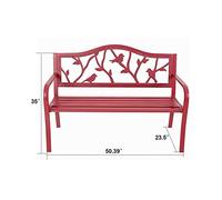 NEBE Banco de Muebles de Jardín Banco de Ocio al Aire Libre Banco de Hierro Fundido Sofá de Dos plazas Banco con Respaldo for Patio Exterior Porche Delantero Banco de Porche Rojo Banco al Aire Libre