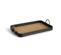 NEBE Bandeja Cafetería Bandeja De Ratán De Madera Retro For El Salón De Té del Hogar, Bandeja De Té Rectangular, Bandeja De Almacenamiento For La Entrada Bandejas Servir
