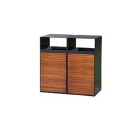 NEBE Bote De Basura For Exterior, Caja Fruta Grande Acero Inoxidable, For Calle Comunitaria, For Atracciones Turísticas(Brown double barrel)