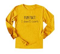 NEBENBEI: Camiseta de manga larga para mujer con cuello redondo I DON'S Care Letra impresa, amarillo, XL