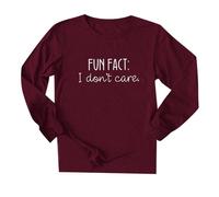 NEBENBEI: Camiseta de manga larga para mujer con cuello redondo I DON'S Care Letra impresa, rojo, L