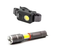 NEBO Pack Linterna Tac Slyde y Linterna Frontal de 150 Lúmenes - Foco y Linterna con Modos de Emergencia de Destello Rojo y Base Magnética para Iluminación Manos Libres