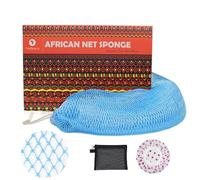 NEBOCA Esponja africana auténtica exfoliante africana con nudos, esponja de sapo real con asas, paño de baño para ducha (azul cielo)