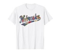 Nebraska Patchwork Script Cute Feminine State Womens Girls Camiseta