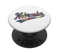 Nebraska Patchwork Script Cute Feminine State Womens Girls PopSockets PopGrip Adhesivo