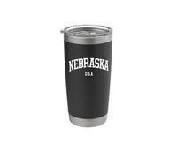 Nebraska USA - Ventilador de recuerdo de vacaciones de estilo universitario Vaso térmico de acero inoxidable de doble pared