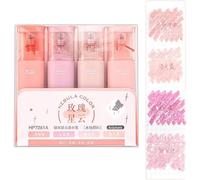Nebula Color Glitter Highlighter,Glitter Highlighter Markers,Smudge-proof Flexible Line Width Smooth Glitter Highlighters Nebula Markers Pens (Pink)