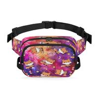 Nebula Galaxy Fox - Riñonera multifunción para viajes, deportes, correr, estampado de galaxia, riñonera, bolsa de cinturón para mujeres, hombres, niñas y niños, color, XL, Organizador de bolsas