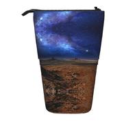 Nebula in Desert Monument Valley Landscape - Estuche telescópico para lápices, bolsa de tela Oxford, portátil, para niños, niñas, adolescentes, estudiantes, oficina, Black, Talla única