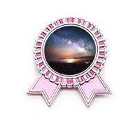 Nebulae Galaxy Dark Night Sky Badge Pin Pink Winner Award Medal, Medium, Metal