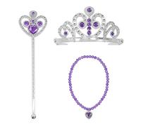 NebulaGlam Accesorios de Vestir Princesa, 3 Piezas Elsa Sofía Accesorios con Varita Mágica Corona Collar, Elsa Accesorios, Disfraz Blancanieves Niña Princesa Vestir Accesorios (Púrpura)