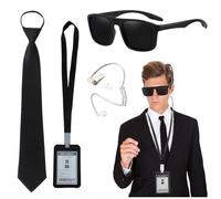 NebulaGlam Accesorios para disfraz de agente, conjunto de disfraz del Servicio Secreto, conjunto de accesorios para hombre de negro, disfraces de carnaval para adultos
