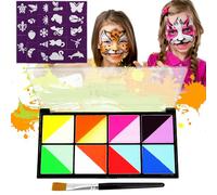 NebulaGlam Kit de Pintura Facial, 16 Colores Pintura Corporal y Facial, Pinturas Cara para Niños y Adultos con Pinceles y 40 Plantillas, para Niños Halloween Carnaval Fiestas Cosplay Semana Santa