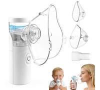 Nebulizador bebe & adultos, Nebulizador portatil para uso doméstico con 2 mascarillas y boquilla, nebulizador niños y adultos apto para uso doméstico y viajes（Blanco）