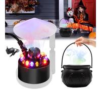 Nebulizador Fabricante de Niebla, Nebulizador Ultrasónico con Caldero De Bruja, con Protector Contra Salpicaduras ExtraíBle, Mini Máquina De Niebla, Para Fuente, Estanque decoraciones de Halloween