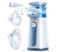 Nebulizador Portatil Nebulizador para Bebe Niños Adultos - Silenciosa Inhaladores Eléctricos Recargable USB-C con Diseño Portátil, Spray Ajustable con Boquilla y 2 Máscaras-Gris