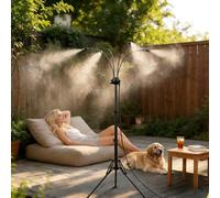 Nebulizador Terraza Exterior Kit Nebulizadores Difusor Agua con 4 Boquillas Ajustable Pulverizador Agua Exterior Sistema Nebulizador Terraza Portátil Verano para Piscina Jardín Patio