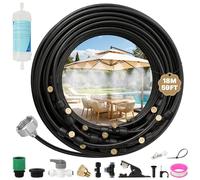 Nebulizador Terraza,Pulverizador Agua Exterior,Kit Nebulizadores Difusor Agua,18M Manguera 25 Aspersores Conector de Boquilla Tobera T,Sistema Vaporizador Nebulización para Jardín Terraza Sombrillas
