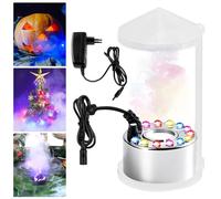 Nebulizador Ultrasónico: 12 LED Maquina De Humo Ultrasónico, Mini Máquina De Niebla, Atomizador Degradado De Tres Colores, Fuente De Agua Estanque Niebla Máquina Para Estanques Rocallas (Plata)