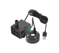 Nebulizador USB con luces coloridas, humidificador Ultra AIRs de 5 W para fuente de agua, estanque, jarrón de pecera, cable de 1,4 m, decoración interior y exterior (negro)
