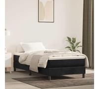 Nebuln Colchón de muelles ensacados medio negro 90 x 200 x 20 cm terciopelo con muelles ensacados y espuma, adecuado para cama individual, somier, dormitorio, habitación de invitados