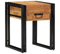 Nebuln Mesa auxiliar con cajones de madera maciza de acacia, 40 x 40 x 50 cm, estructura metálica, para salón, mesita de noche, mesa consola para dormitorio, pasillo, con espacio de almacenamiento