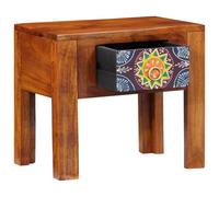 Nebuln Mesa auxiliar con cajones de madera maciza de acacia y madera marrón, 40 x 30 x 36 cm, mesa de noche compacta para salón, dormitorio, pasillo, con espacio de almacenamiento y estante