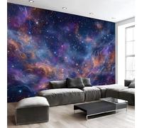 Nebulosa Del Universo Fantasía Papel Pintado, 400 X 280 Cm Pared Papel Pintado, Estilo Ciencia Ficción Decoración De Paredes Para Salón Dormitorio Pasillo Comedor, Morado Oscuro