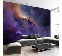 Nebulosa Del Universo Fantasía Papel Pintado, 450 X 315 Cm Pared Papel Pintado, Estilo Ciencia Ficción Decoración De Paredes Para Salón Dormitorio Pasillo Comedor, Morado Oscuro