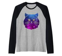 Nebulosa Espacial del Gato Gato Persa Camiseta Manga Raglan
