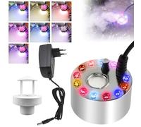 Nebulosa ultrasónica, con protección contra salpicaduras extraíble blanca, generador de niebla, mini nebulizador con 12 luces para fuente de agua, estanque, maceta, jardín de rocas, vacaciones,