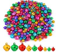 NEBURORA 300 campanas coloridas, 6 colores, mezcladas, cascabeles de manualidades navideñas para bricolaje, Navidad, hogar, ornamentos para mascotas, decoración de fiestas, accesorios, 0,24 pulgadas