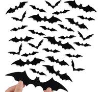 NEBURORA 36 piezas de murciélagos de Halloween para decoración de pared, pegatinas realistas de PVC negro 3D de murciélagos aterradores, 4 tamaños diferentes, calcomanías de pared aterradoras