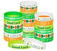 NEBURORA 48 Piezas Pulseras de Silicona del Día de San Patricio Pulseras de Goma de trébol de la Suerte Verde para Accesorios del día de San Patricio Favores de decoración de Fiesta