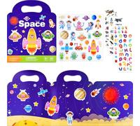 NEBURORA Libro de pegatinas de escenas de para niños de 3 a 4 años en adelante,88 pegatinas reutilizables de gelatina espacial, juego de pegatinas hinchadas, juguete educativo de aprendizaje sensorial