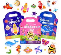 NEBURORA Libro de pegatinas reutilizables para niños,264 pegatinas de insectos del océano espacial,pegatinas de viaje para actividades de avión para niños y pegatinas de escenas de juguetes educativos