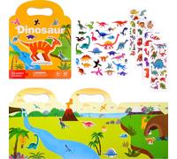 NEBURORA Libro de pegatinas reutilizables para niños, 88 pegatinas de dinosaurios, pegatinas de viaje para actividades de avión y escenas de juguetes educativos, regalos de cumpleaños