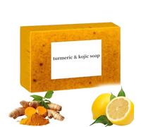 Nebuwell jabón de cúrcuma, limón cúrcuma ácido kójico jabón para cara y cuerpo limpieza profunda hidratante borrar líneas finas firme poro, hidratante, equilibra hacia fuera (1pcs)