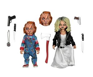 NECA Chucky & Tiffany Set 2 Figuras 20 cm Bride of Chucky | Bride of Chucky - Figura de acción de 5 pulgadas, serie vestida - Tiffany y Chucky